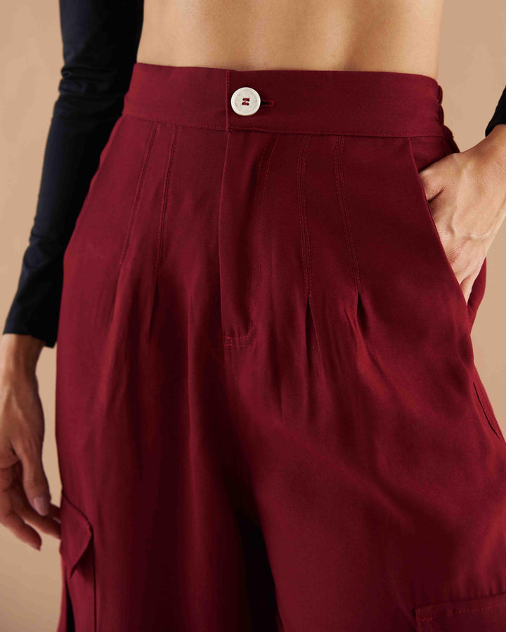 Urban Wide Leg Pant Burgundy - Ultravioleta